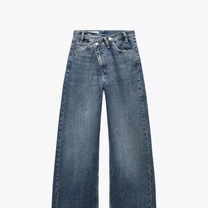 Zara high waist cross over waist Wide-Leg Women Jeans